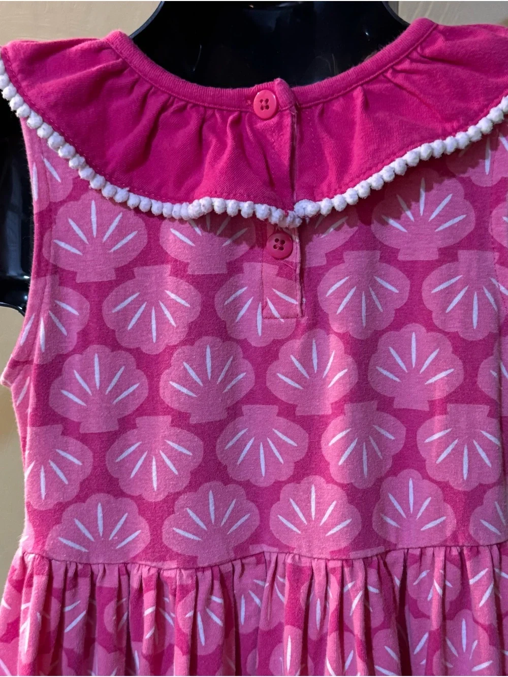 Nannette Girls Pink Seashell Dress Size 6 Ruffle Pom Pom Casual Nautical